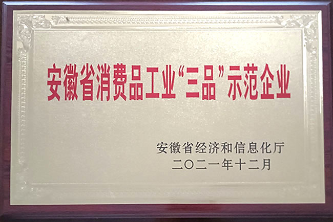 安徽省消費(fèi)品工業(yè)“三品”示范企業(yè)